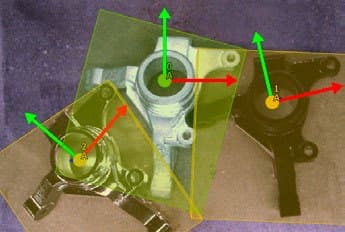 The same parts with the CG-R's detected positions and directions marked